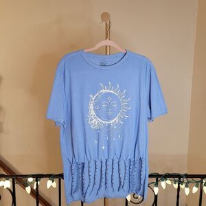 Handmade Sun & Moon Custom beaded Graphic Tee Size XL